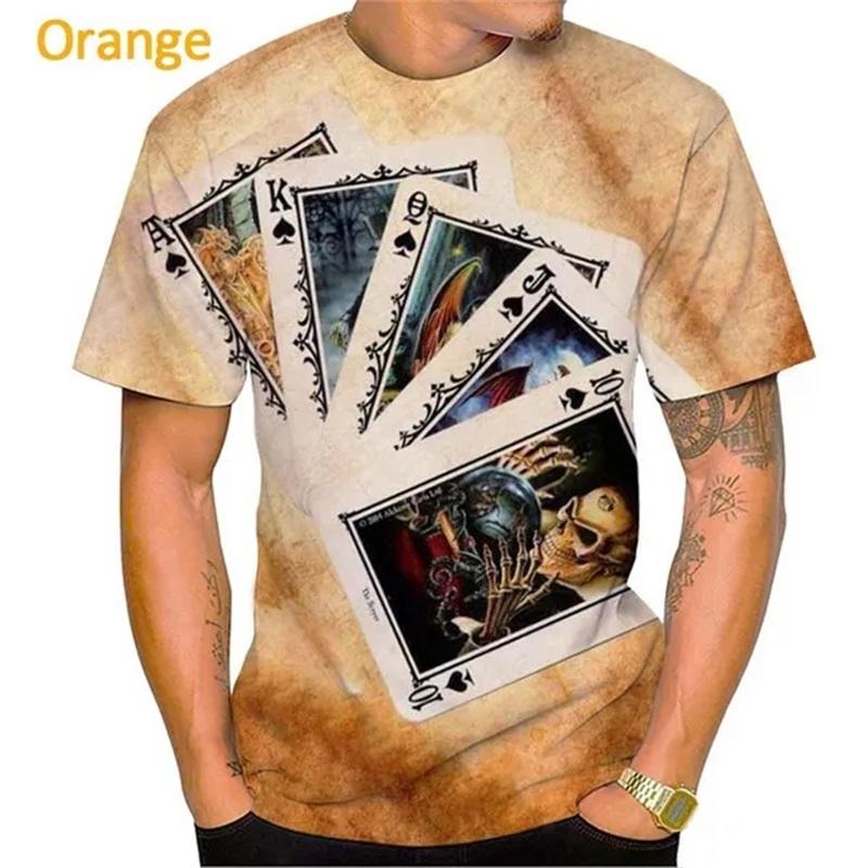 3D Print Playing Cards Pattern T-Shirts Personality Casual Round Neck Short Sleeves Hip Hop Men's T-shirts