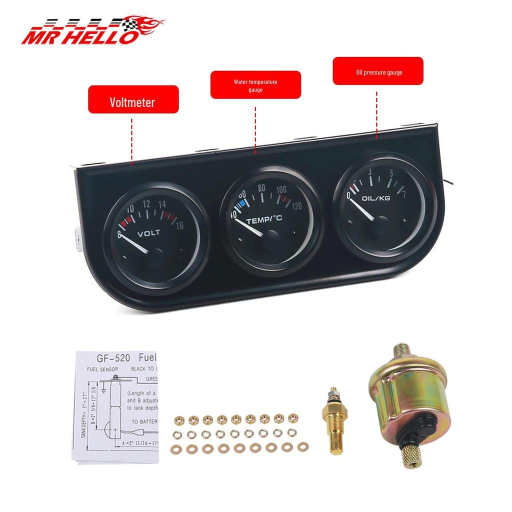 Triple Gauge Car Accessory: Voltage, Oil Pressure & Water Temperature