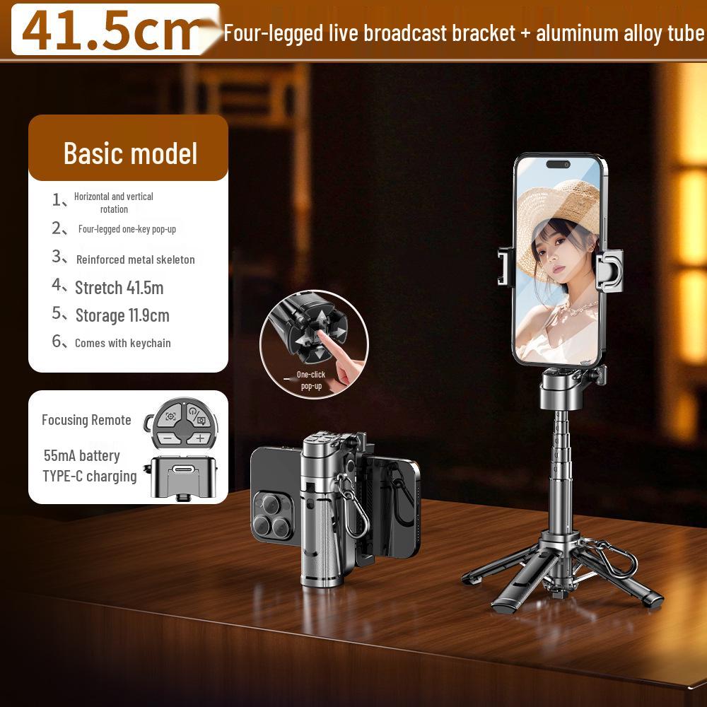 Compact 360° Rotating Selfie Stick with Bluetooth Remote for Live Streaming and Photography