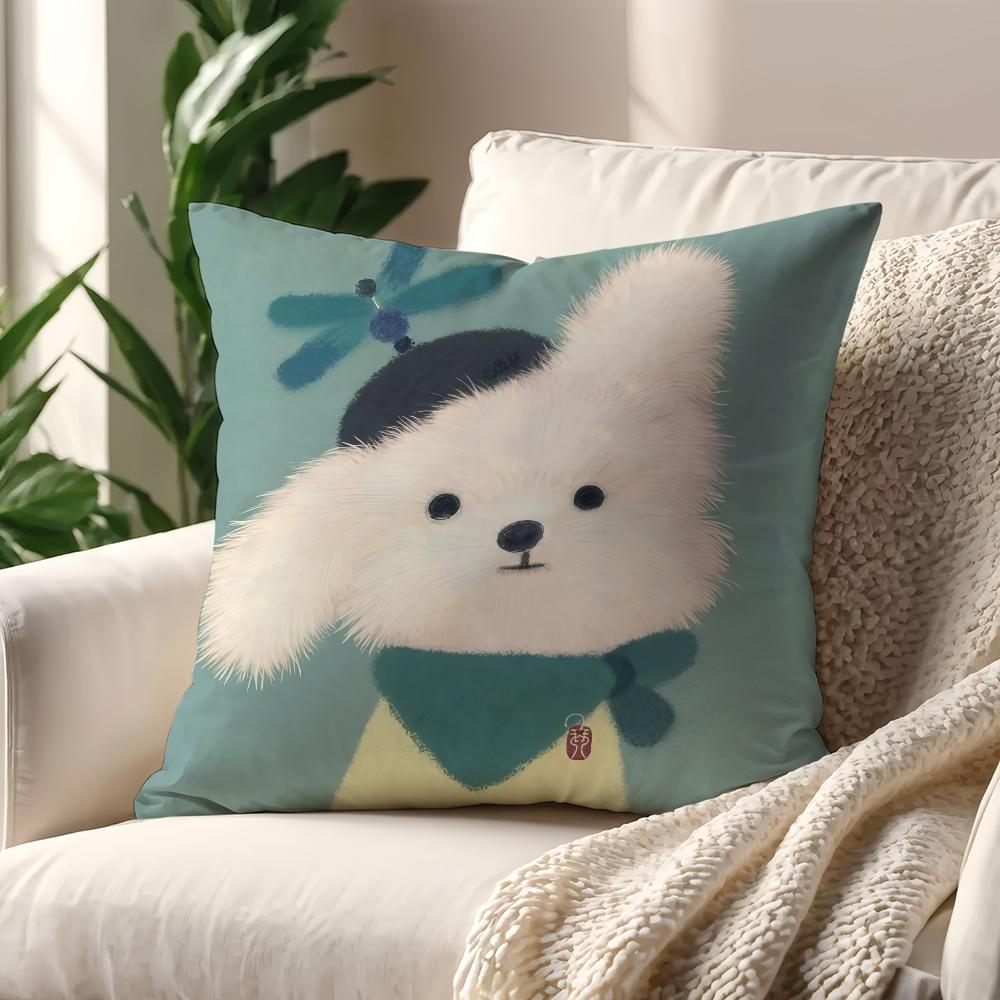 Cute Cartoon Art Scribbled Puppy Dog Cushion Cover For Pillow Printing Sofa Decoration Home Car Room Office Nordic Simplicity