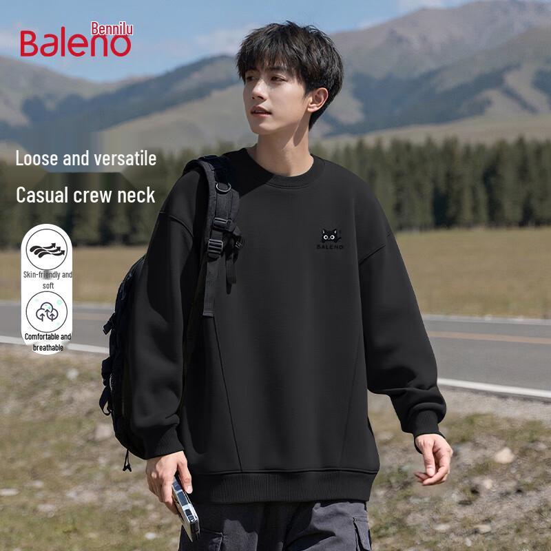 Baleno Men's Blue-Ear Cat Graphic Crewneck Sweatshirt