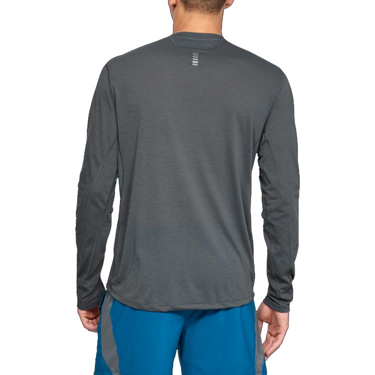 Under Armour Mesh Panel Running Long-Sleeve T-Shirt Men Tops Grey 1326584-012