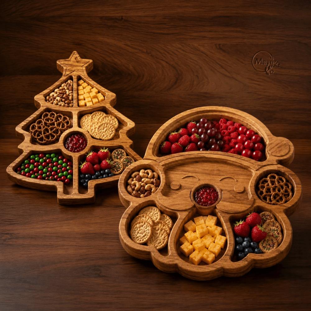 Santa Claus Shape Divided Snack Platter Divided Food Storage Plate Holiday