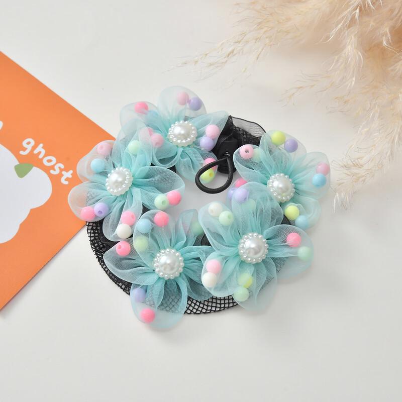 Children's Pearl Flower Hair Net for Buns