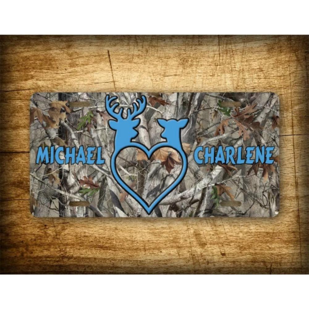 Personalized Deer Head Metal Sign Heart Name Custom Rustic Wall Art синий
