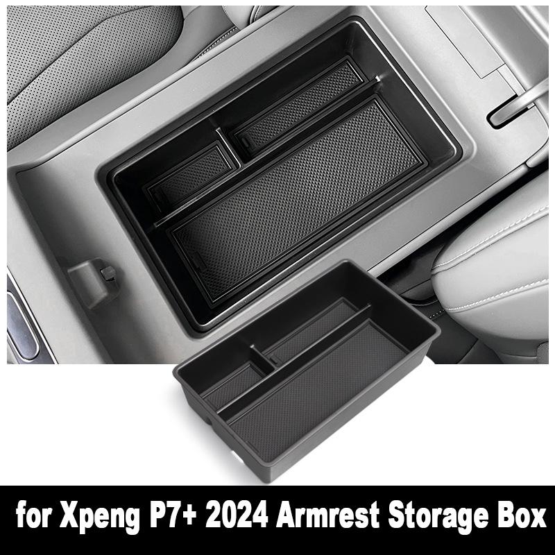 Car Central Storage Box for Xpeng P7+ 2025 Cup Holder Dashboard Tray Car Door Organizer Tidying Black Interior Accessories TPE