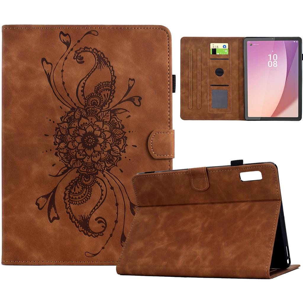 For Lenovo Tab M9 TB-310FU Case Mandala Imprinted Leather Tablet Cover with Card Slots