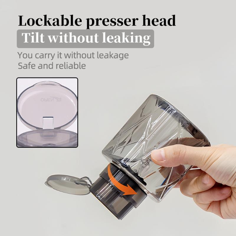 Refillable Lockable Empty Pump Dispenser Nail Manicure Cleaner Makeup Remover Container Press Bottle For Personal Use