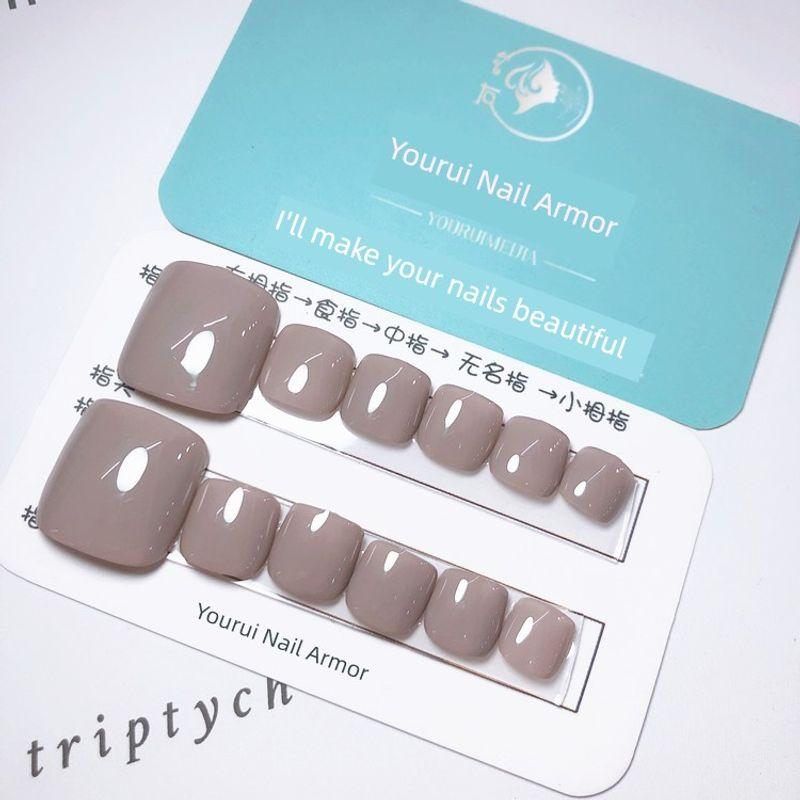 

Корейский стиль ручной работы наклейки для ногтей и ног, фототерапия, накладные ногти для ног, готовый продукт, наклейки для ногтей, однотонные, для ногтей на ногах, многоцветные, на выбор Latte small size (S)