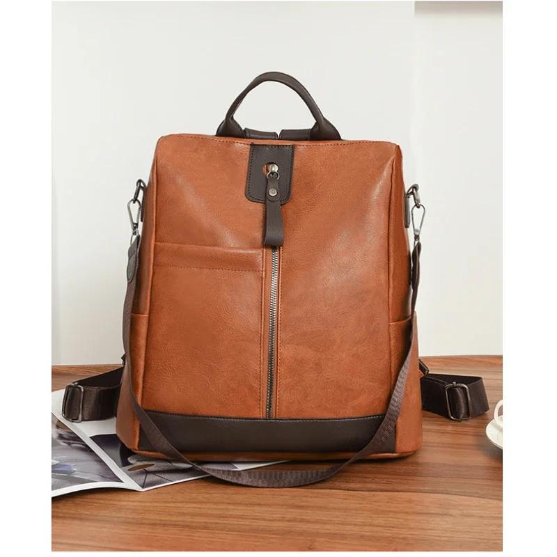 Fashi Large Capacity High Quality PU Zipper Women's Backpacks 2026 New Simple Versatile Classic Style Commute Shoulder Bags