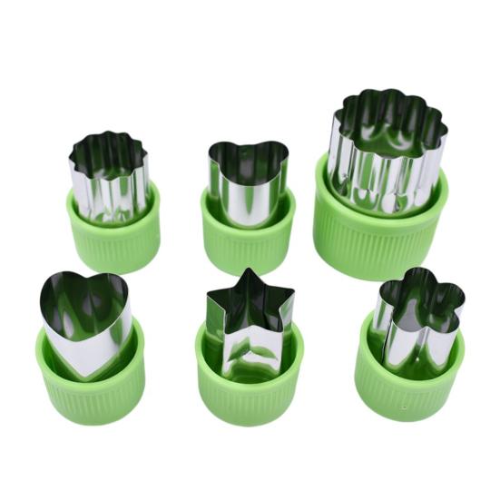 

Stainless Steel Vegetable Cookie Cutter Set Multi-Shape Mold for Ravioli Pasta Fruit Carving Non-Stick BPA-Free Dishwasher Safe Essential DIY Tool for 6pcs зелений