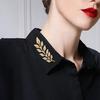 Women Collar Button Honeysuckle Leaf Shape Lapel Brooch Pin Suits Coats Bags Scarves Badge Versatile Accessory