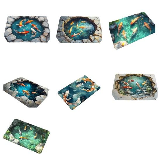 3D Optical Illusion Fish Area Rug Realistic Ground Crack Floor Carpet Non Slip Indoor Doormat for Living Room Bedroom Entryway Bath