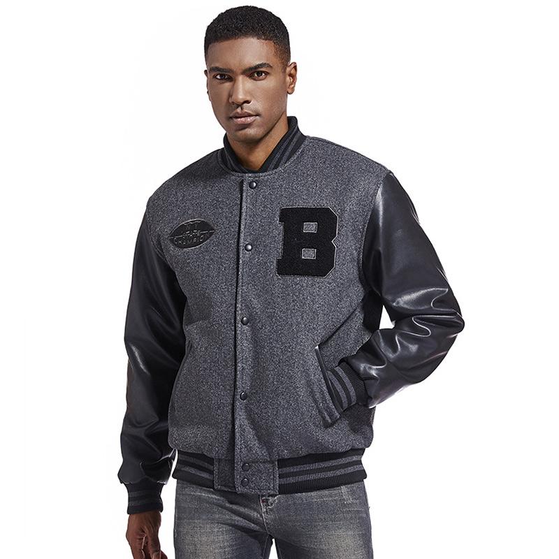 Men's Varsity Jacket Regular Fit Casual Letterman Baseball Bomber Jackets for Men Fall Winter Thicken Outdoor Button Down Vintage Jacket With Pockets