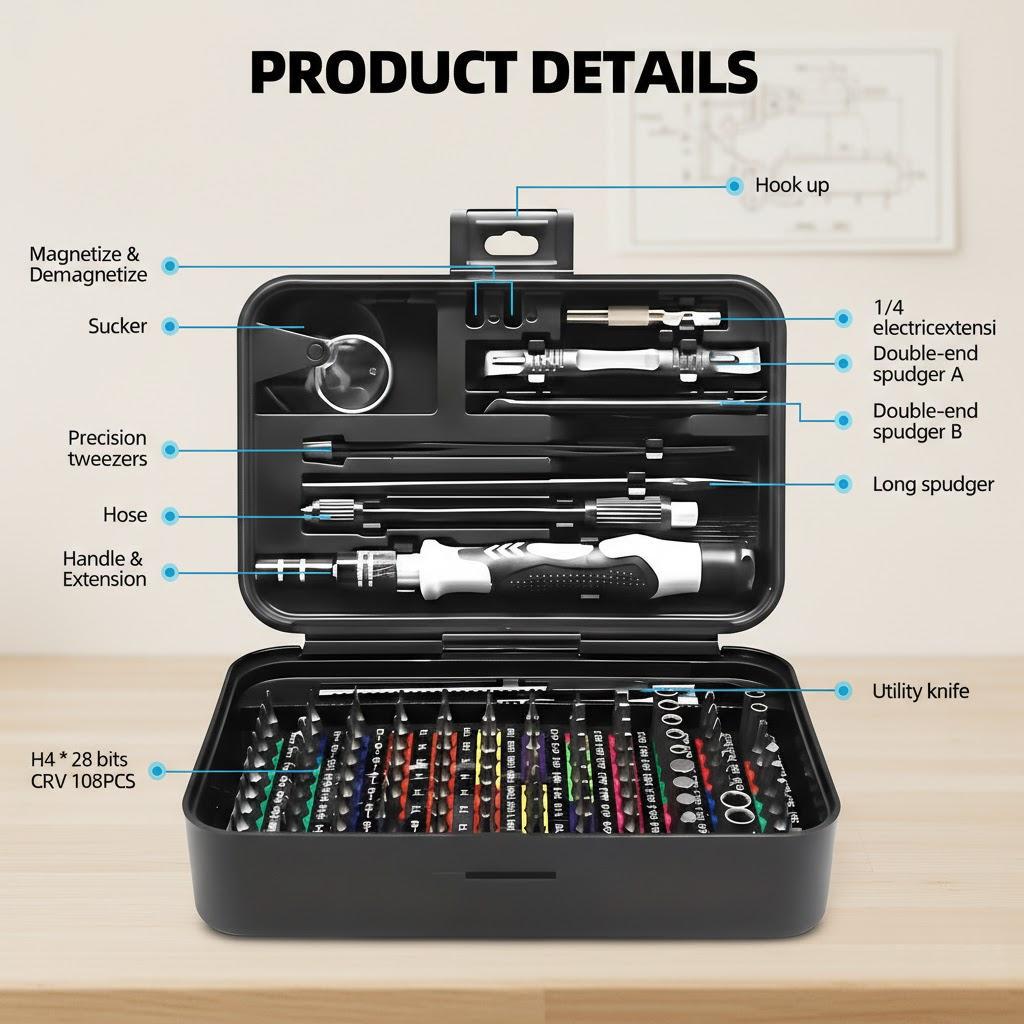 

132 in 1 Mini Precision Screwdriver Set with Color-coded Bits Magnetic Repair Tools for Electronics