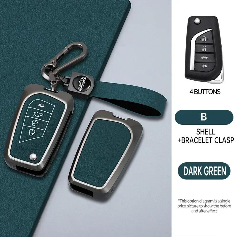 zinc Alloy Leather Car Flip Key Case Cover For S5 Hilux Corolla Avensis Prado Fortuner RAV4 CT IM CHR Shell Fob Accessories JH5