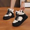 Women's Cotton Shoes 2025 Winter New Style with Plush Thick Sole Sports Shoes, Anti Slip and Warm Lace Up High Top Boots