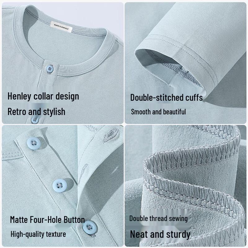 MARK FAIRWHALE Men's Breathable Long Sleeve Henley T-Shirt