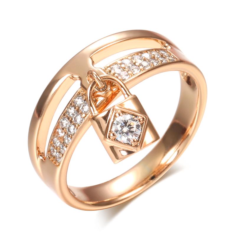 

Luxury Rose Gold Lock Ring Bride Wedding Fine Jewelry Micro Inlays Covered Natural Zircon Women Ring Accessories 11