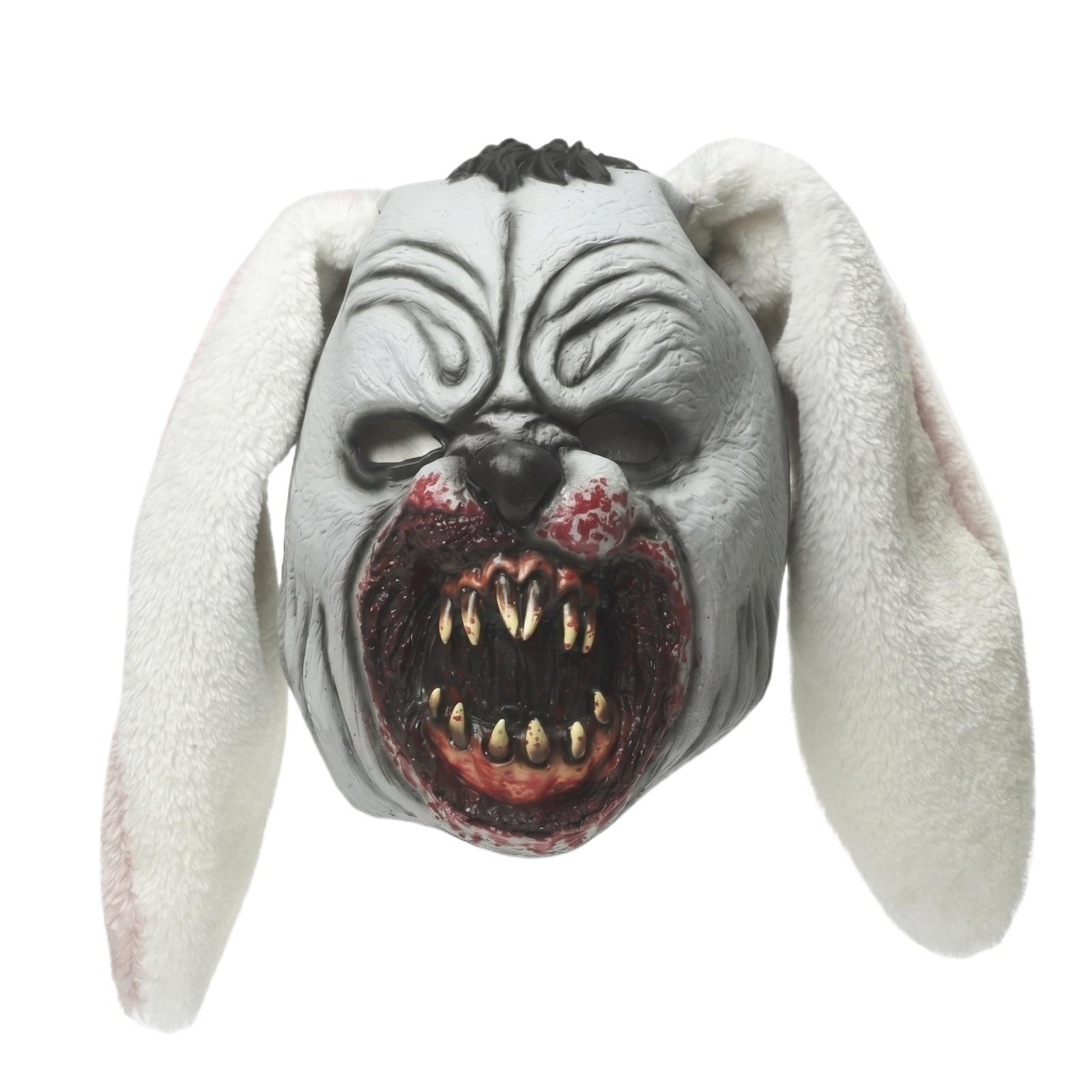 

Horror Animal Mask with Long Ears Scary Creature Face Halloween Costume Accessory for Party and Cosplay One Size белый