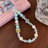 Summer Ocean Blue Clouds Heart Beaded Pendant Phone Chain For iPhone Samsung Jewelry Strap Gift Girl Hanging Decor Keyring Cord