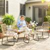 4 Piece Rattan Garden Furniture Set, Outdoor Patio Furniture with Loveseat, Armchairs and Coffee Table