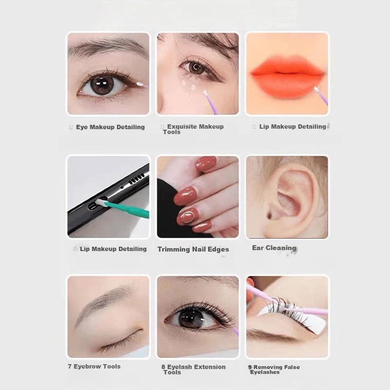 Yushangjiaren Disposable Nano Cotton Swabs (Small Size, 300 Pieces) for Eye Makeup, Lip Liner, And Detail Correction