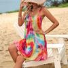 New European and American Suspender U-neck Loose Casual Women's Dress Light Tie-dye Dress