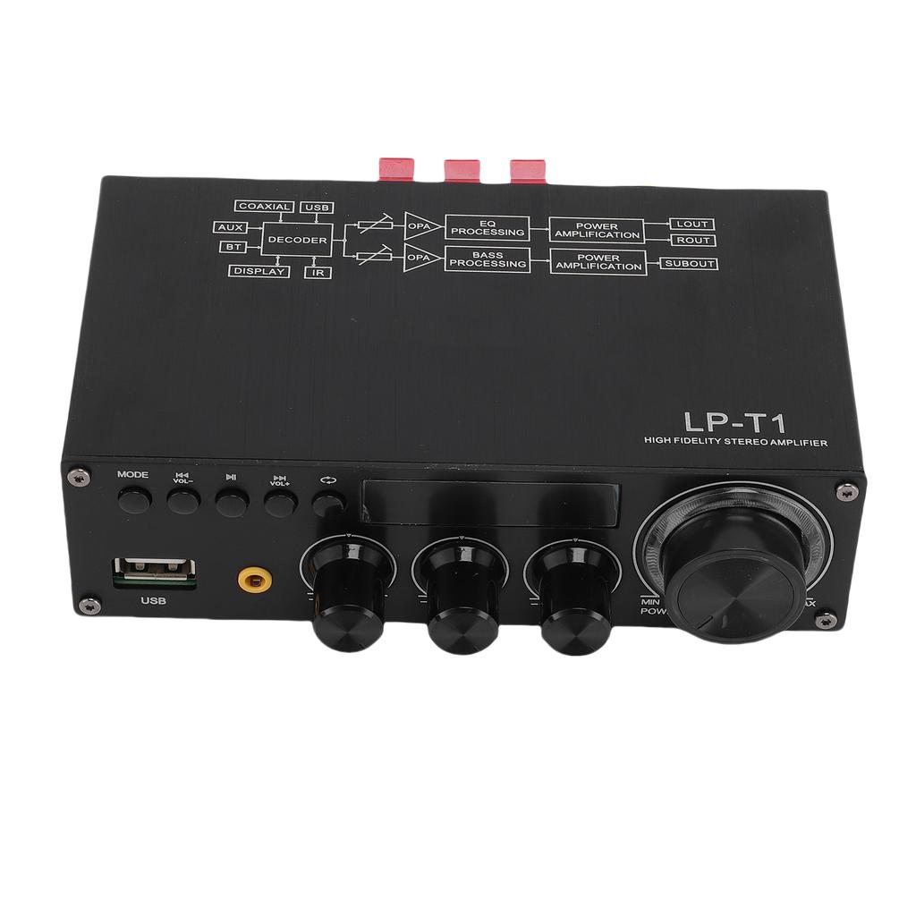 2.1 Channel Stereo Amplifier Bluetooth 5.1 HiFi Digital Subwoofer Amplifier Receiver with Remote Control for Home
