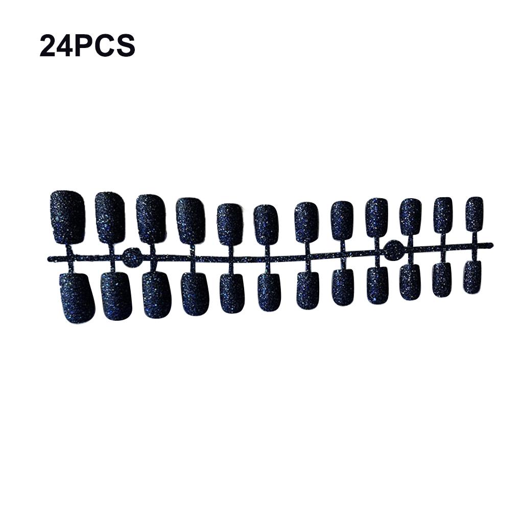 24 Pieces False Nails Square Pattern Press on Flat-end Artificial Nail Tips Elegant Full Wrapping Manicure Decoration