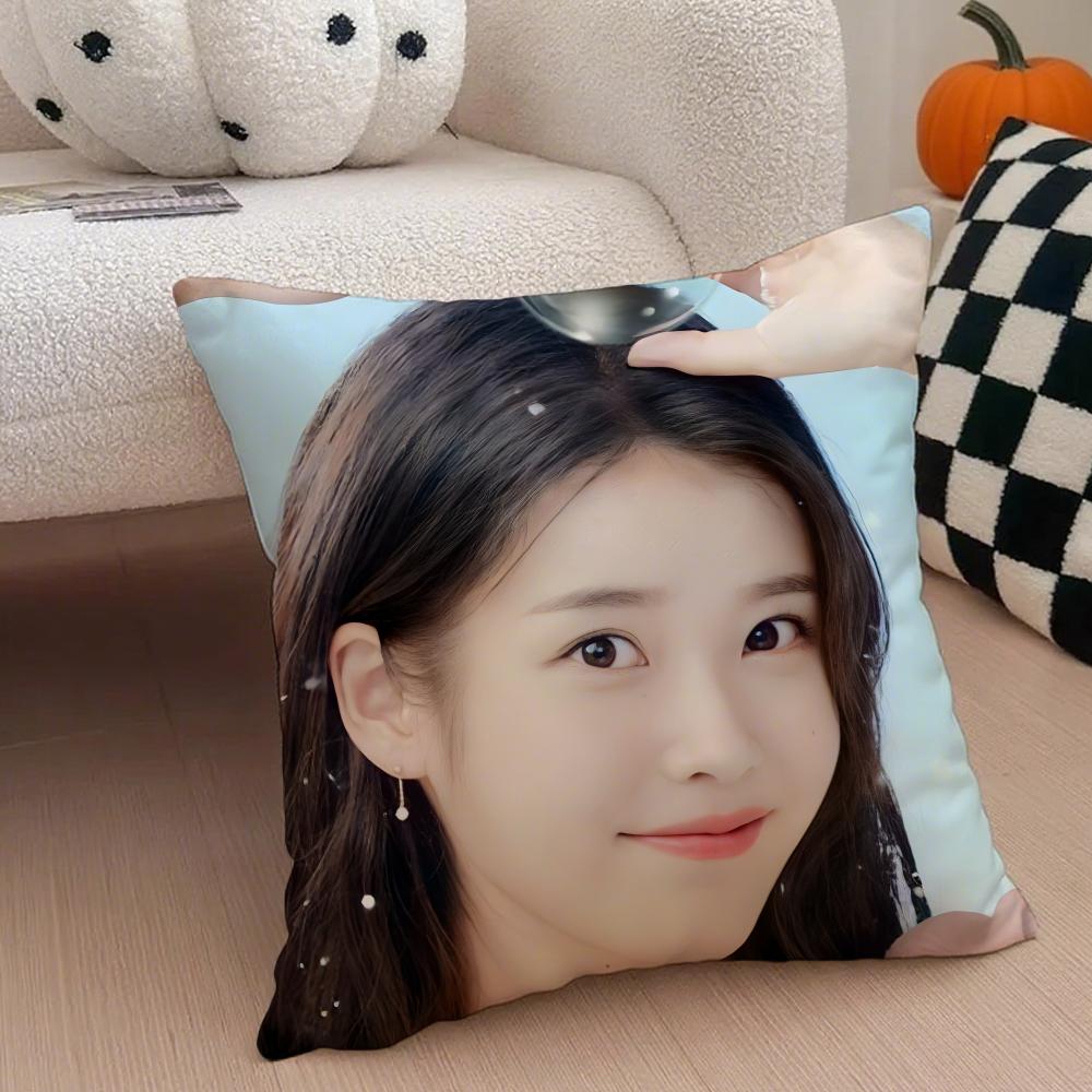 Sweet Korean Singer Beautiful Actress IIU Cushion Cover Throw Pillow Cover Hidden Button Durable Polyester Chair Cushion