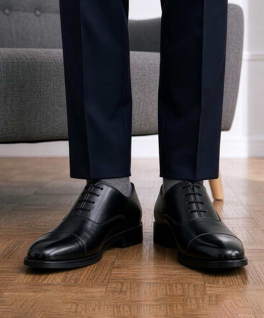 Thenopi Grant 4Cm Leather Oxford Dress Shoes Black [245Mm~290Mm]