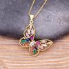Nidin Top Quality Copper Zircon 12 Styles Charms Butterfly Pendant Chain Necklace for Women Gold Plated Vintage Boho Jewelry