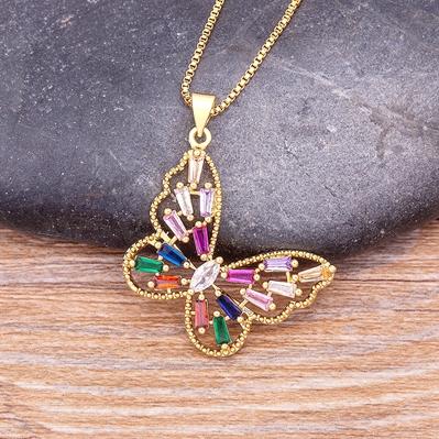 

Nidin Fashion Design Lucky Butterfly Pendant Female Rhinestone Shining Statement Crystal Choker Necklace for Woman Wedding Gift