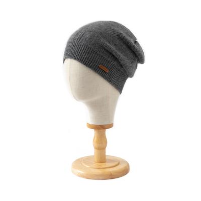 Women's 100% Cashmere Knit Slouchy Beanie Hat Textured Pattern Warm Soft Cozy Winter Casual Cap Cold Weather Headwear Accessory