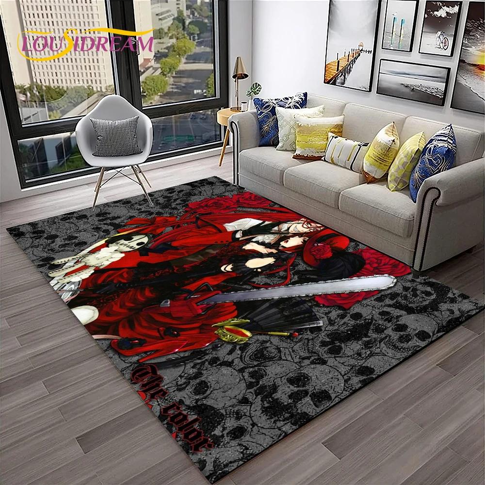 Cartoon Black Butler Anime 3D-Teppich für Zuhause, Wohnzimmer, Schlafzimmer, Sofa, Fußmatte, Dekor, Kinderspielbereich, rutschfeste Bodenmatte