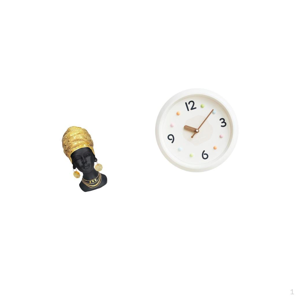 Elegant Resin Figurine Clock Centerpiece African Woman Sculpture with Modern Large Numerals Hanging