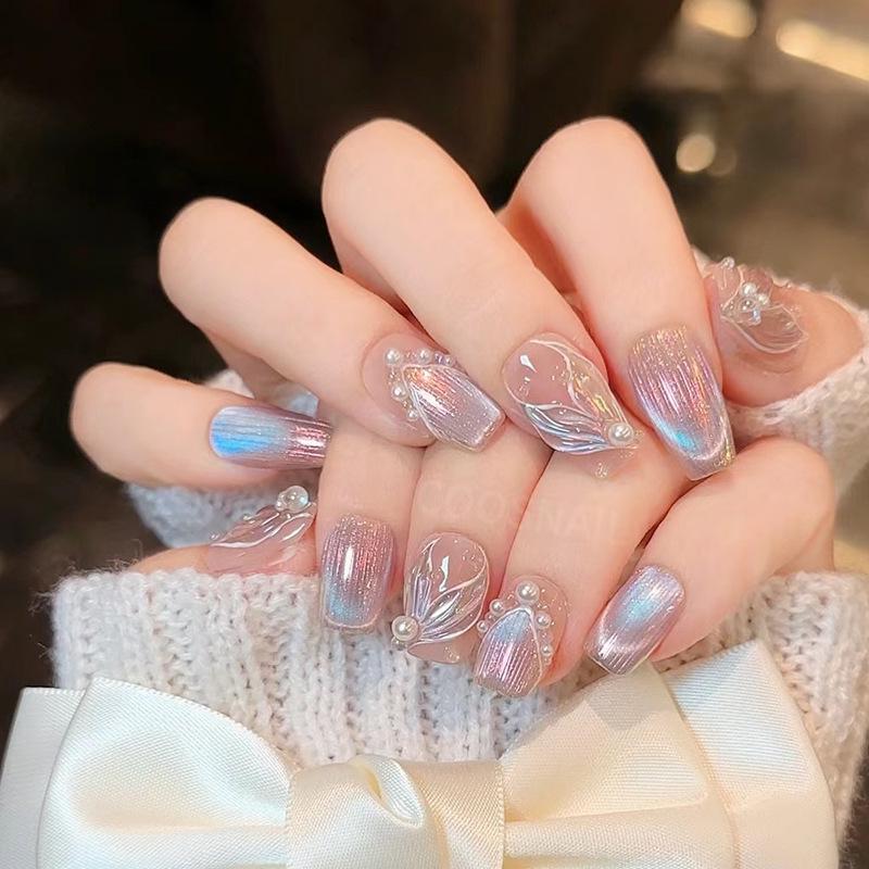 

Dreamy Mermaid 3D Nail Art: 30-Piece Aurora Bubble Stickers Glue Version