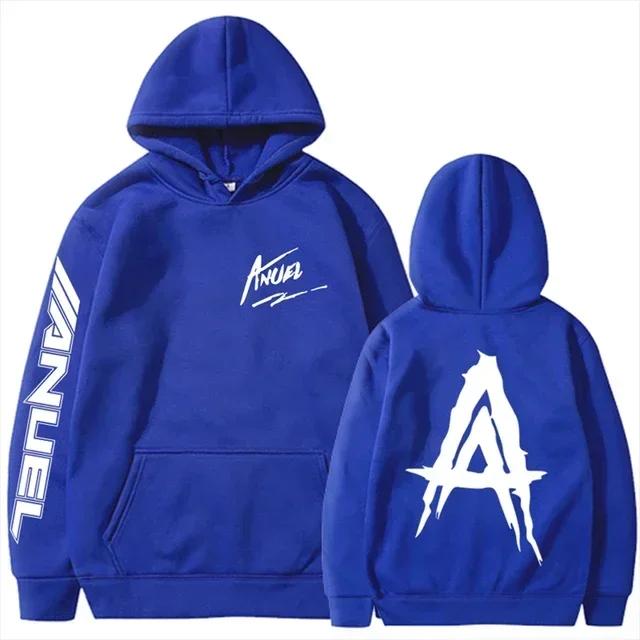Autumn Fleece Men's Hoodies Anuel AA Real Hasta La Muerte Print Sweatshirts Streetwear Rapper Loose Pullover Casual Hooded Tops