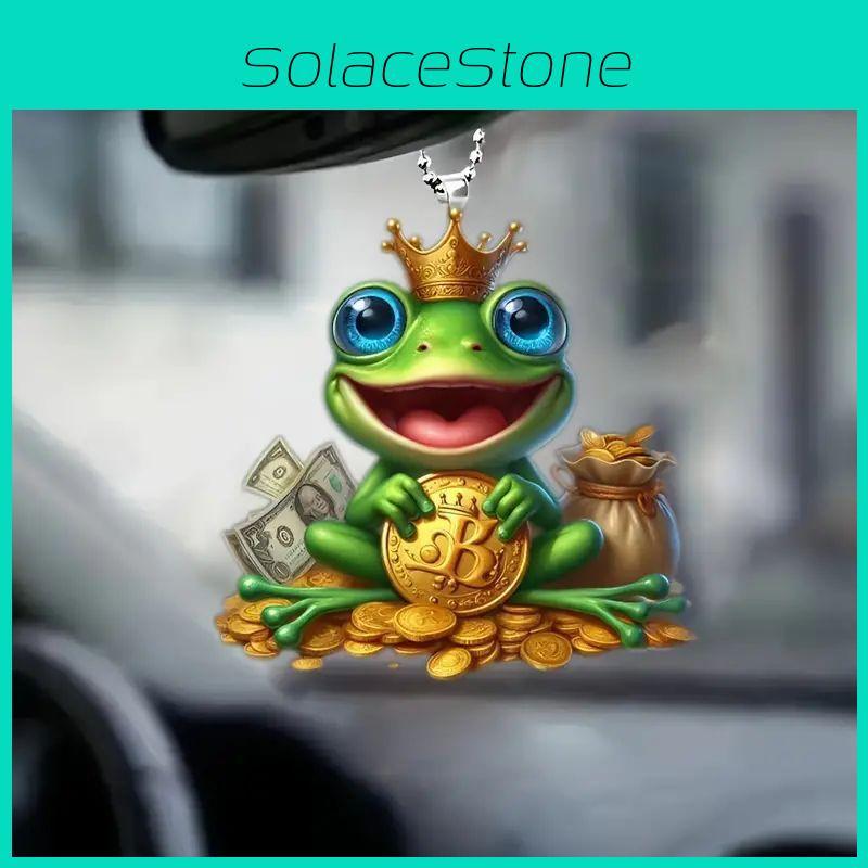 Vibrant Acrylic Cartoon Frog Auto Hanging Ornament For Creative Car Styling
