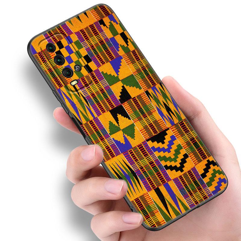 Aesthetic African Wax Fabic Phone Case For Xiaomi Redmi Note 5 6 9T K20 K40 K50 Pro 7A 8A 9A 9C 9i 10A 10C A1 S2 TPU Black Cover