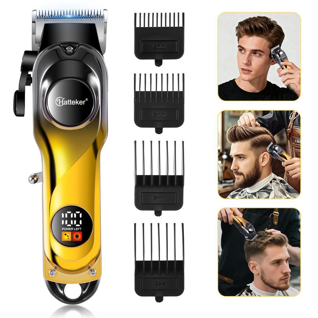 Hatteker Barbier-Haarschneider - 5100 U/min Starker Motor Haartrimmer mit Verstellbarer Klinge & USB-Aufladung