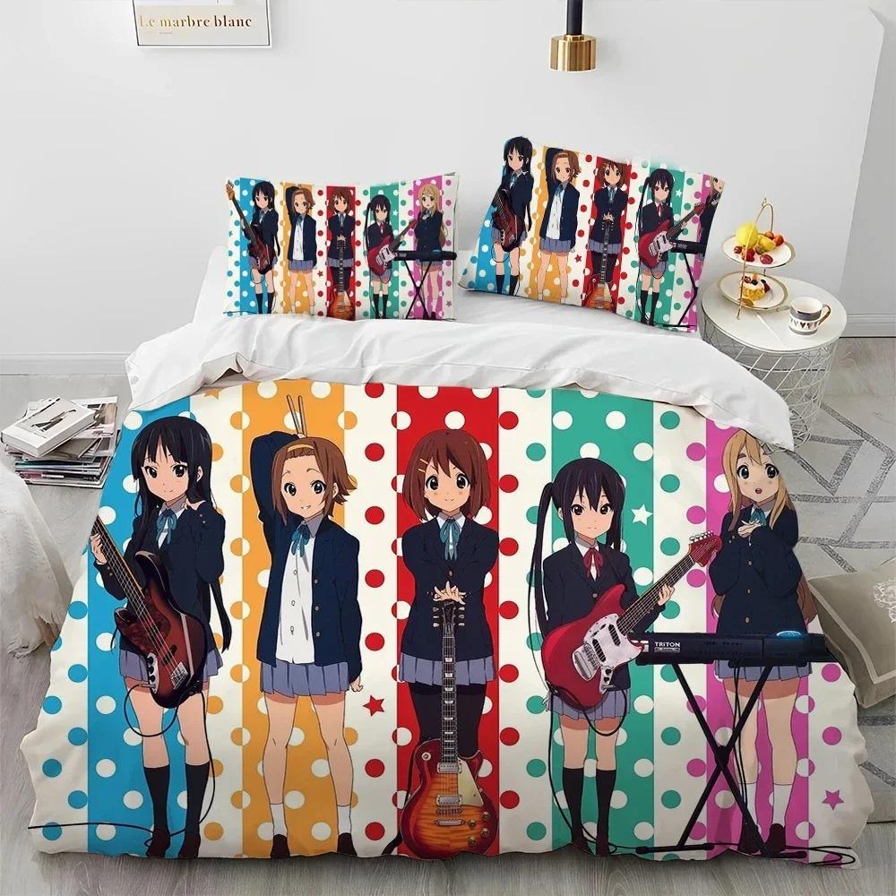 3D Print Anime K-ON Cute Kawaii Girl Bedding Set Duvet Cover Bed Set Quilt Cover Pillowcase Comforter King Queen Size Boys Adult