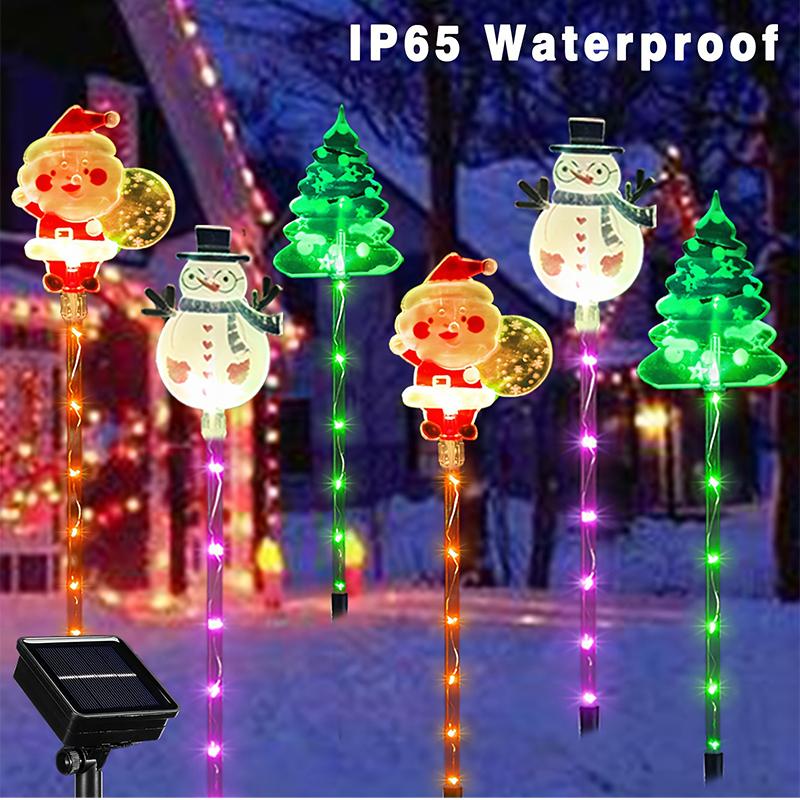 Solar Santa Claus Christmas Tree Elk 6 In 1 Lawn Lights Outdoor Garden Solar Lawn Lights For Lawn Yard Christmas Decorations