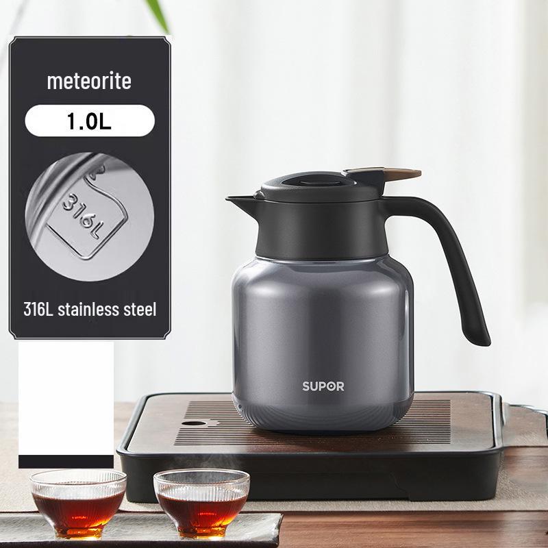 Supor 316L Stainless Steel Insulated Kettle & Stewing Teapot - Large Capacity Thermos Flask for Home Use 24-hour Insulation, 316L Stainless Steel
