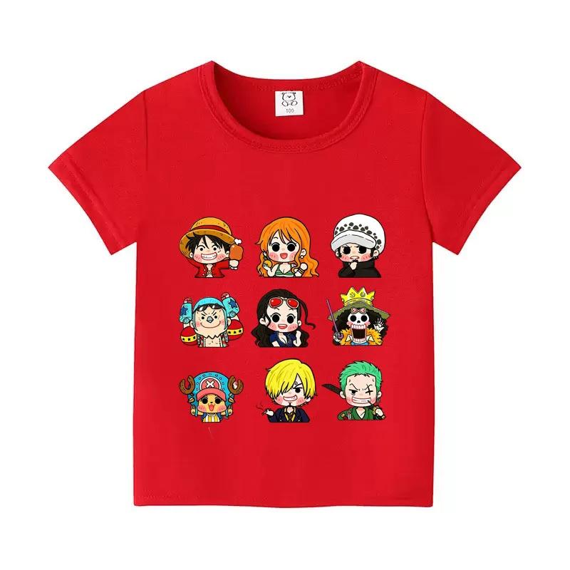 2026 One Piece Japanese Anime Printed Cotton Top Boy Children's Short Sleeve Luffy One Piece Child T-shirt