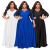 Elegantes Übergrößen V-Ausschnitt Einfarbig Sexy Hochzeitslanges Kleid für Frauen