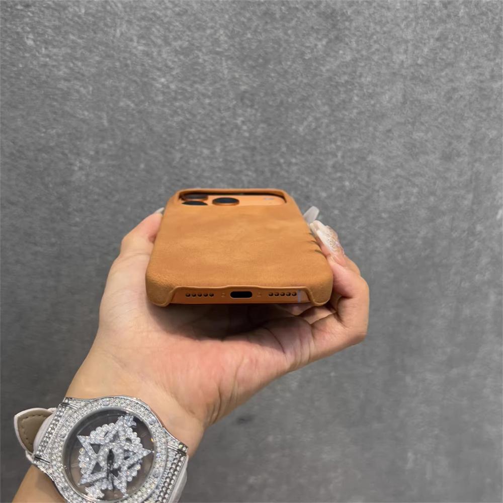 Magnetic Business Sheepskin Leather Case For iPhone 17 Air 16 Pro Max 15 14 13 12 Magsafe Wireless Charging Half-wrap Hard Cover