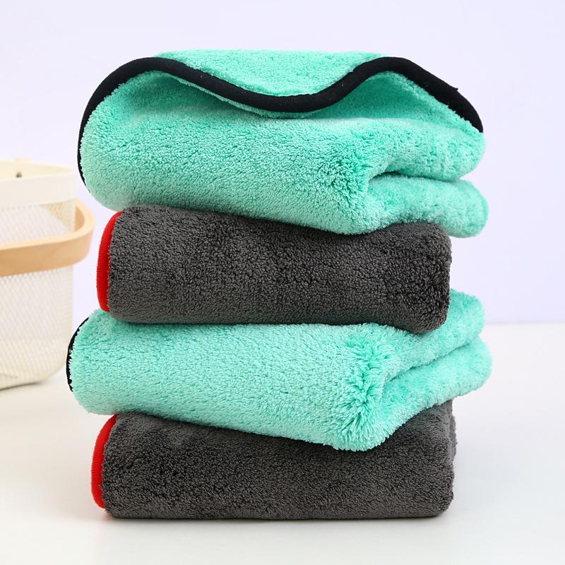 Thickened 1200g Coral Fleece Car Wash Towel - 40x40cm Water Absorbent for Interior Cleaning