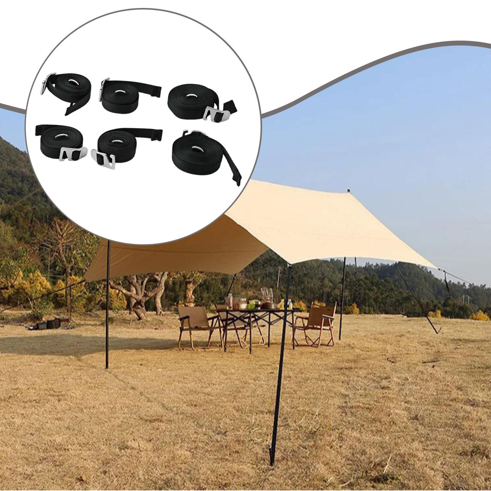 6 Pieces Camping Tent Cord Pull Ropes with Storage Bag Fastening Cords Polyester Outdoor Strap